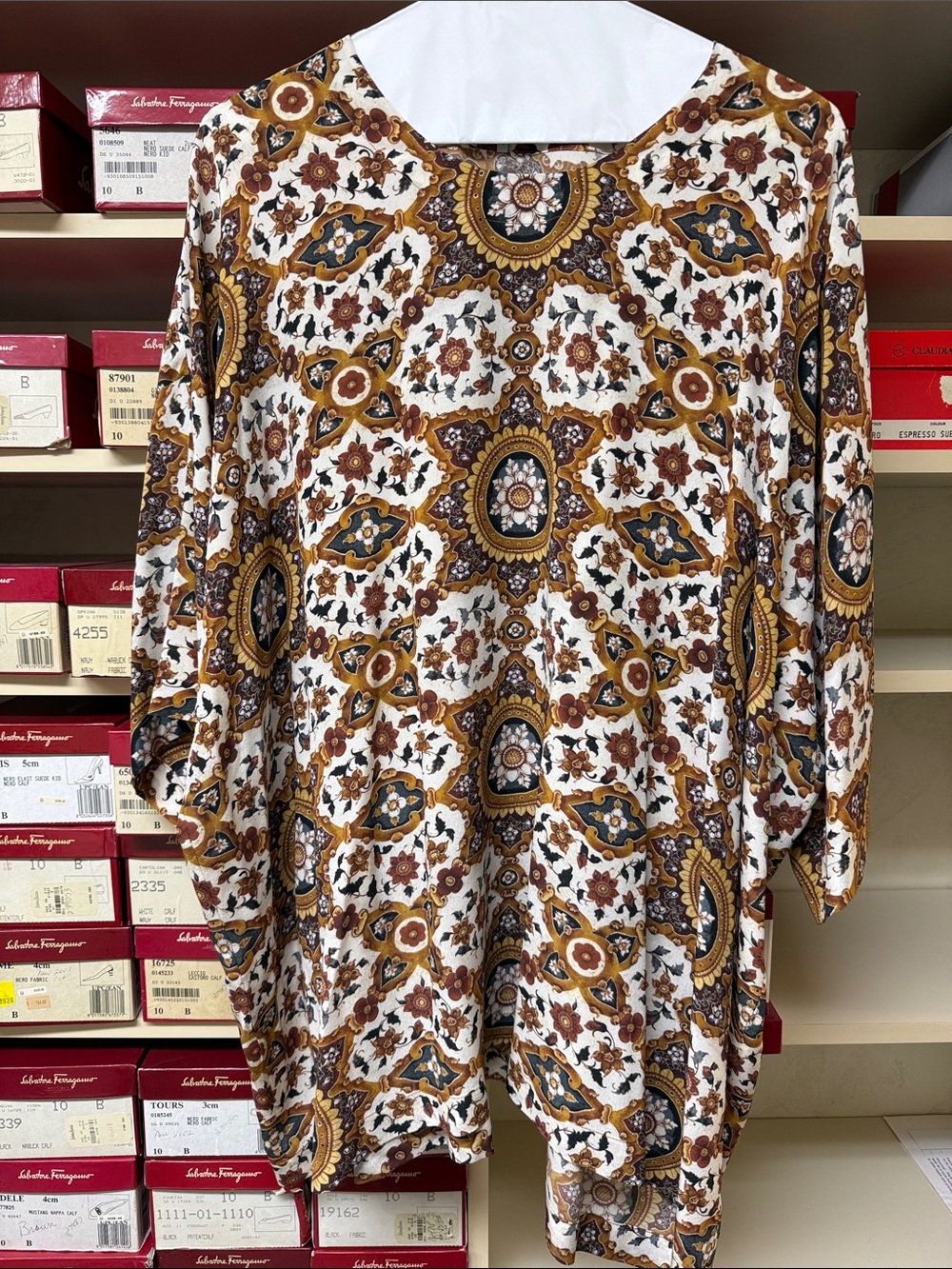 Eskandar brown patterned 100% silk Shirt